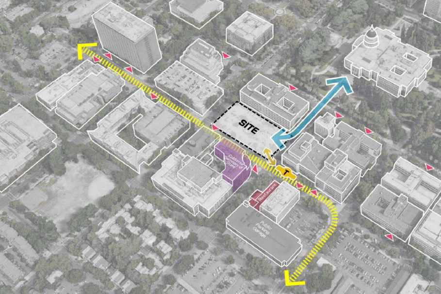 overhead map view of the proposed new State Office Building